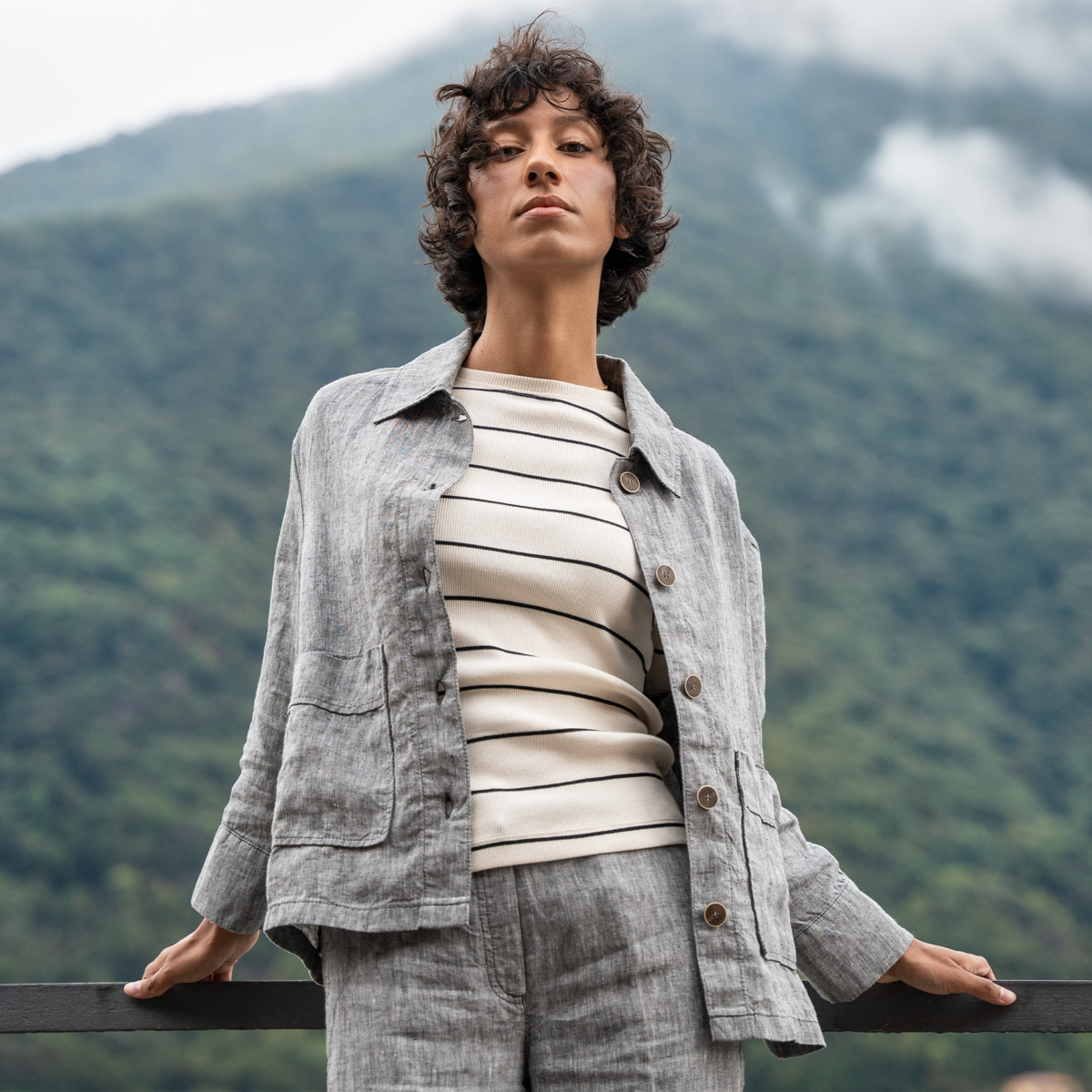 Ženska jakna ONYX 100% lan SIVA Ženska jakna ONYX 100% lan SIVA