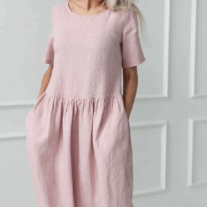 Obleka 1228, 100% lan, ROZA M Obleka 1228, 100% lan, ROZA M