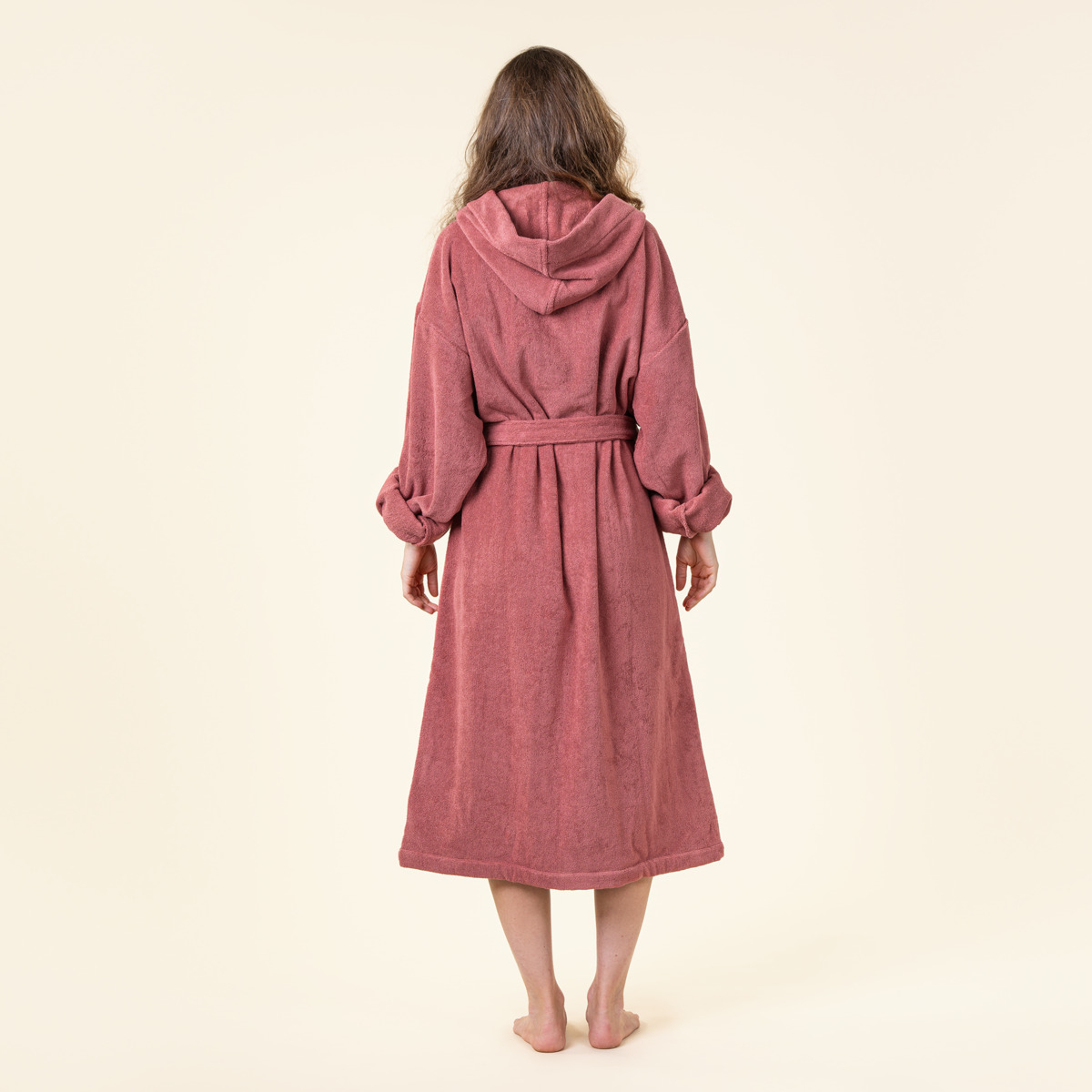 Kopalni plašč s kapuco iz 100% eko bombaža unisex roza Kopalni plašč s kapuco iz 100% eko bombaža unisex roza