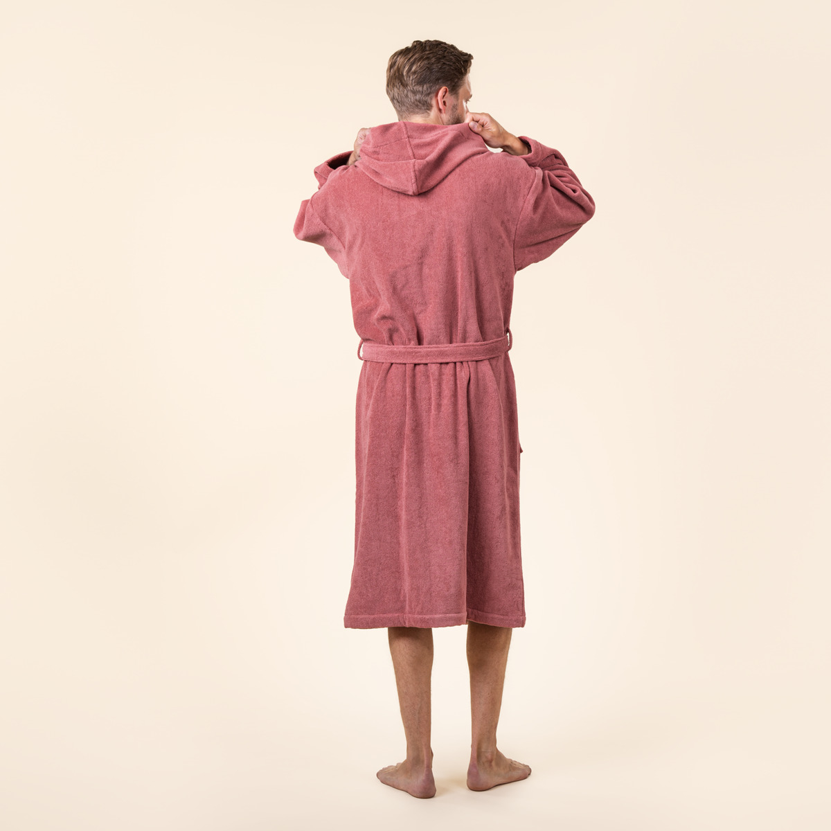 Kopalni plašč s kapuco iz 100% eko bombaža unisex roza Kopalni plašč s kapuco iz 100% eko bombaža unisex roza