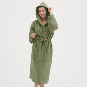 Kopalni plašč s kapuco iz 100% eko bombaža unisex zelen L/XL