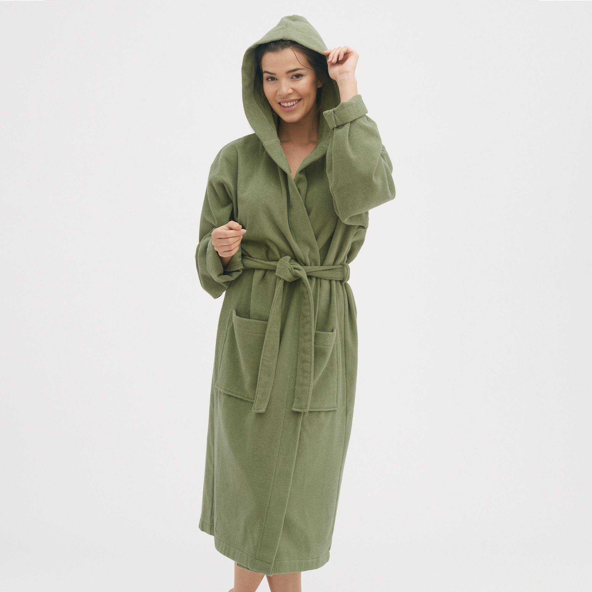 Kopalni plašč s kapuco iz 100% eko bombaža unisex zelen L/XL