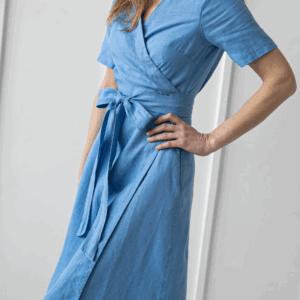 Obleka na preklop KR 1282, 100% lan Obleka na preklop KR 1282, 100% lan