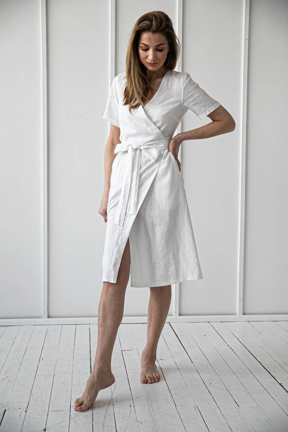 Obleka na preklop KR 1282, 100% lan Obleka na preklop KR 1282, 100% lan