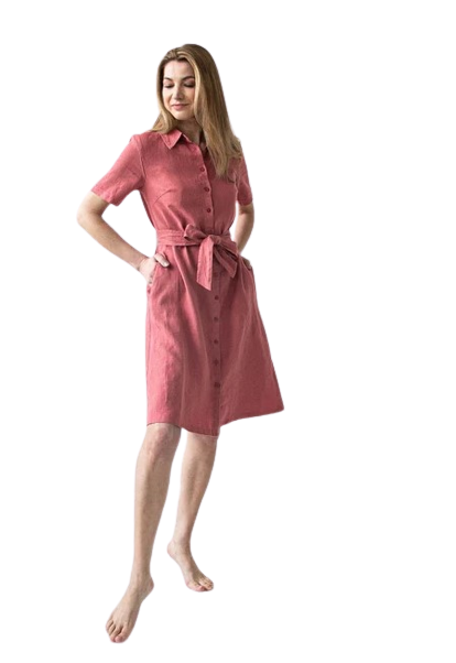 Obleka 1270, 100% lan, water melon S,L Obleka 1270, 100% lan, water melon S,L