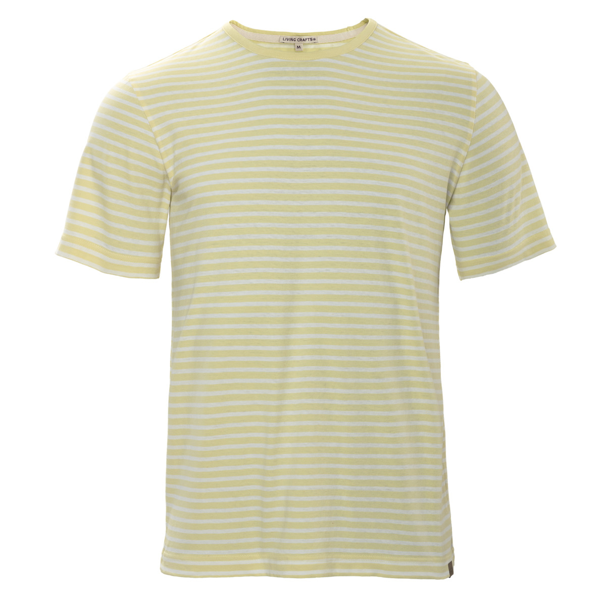 Moška majica KR eko bombaž, lan RUMENA črtasta M, L