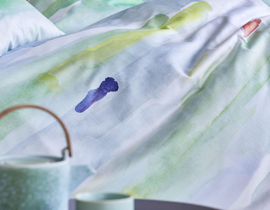 Posteljnina Grunspecht saten, ročno potiskana 140x200, 50x70