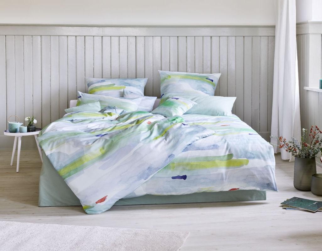 Posteljnina Grunspecht saten, ročno potiskana 140x200, 50x70