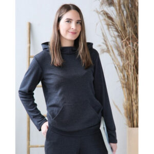 Ženski pulover s kapuco ali brez iz 100% volne temno sive Ženski pulover s kapuco ali brez iz 100% volne temno sive