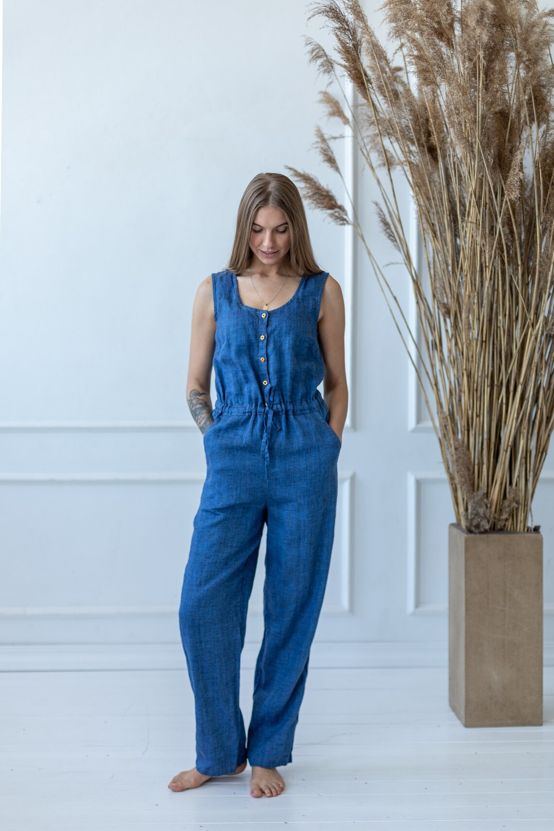 Jumpsuit 1220 100% lan, več barv in velikosti