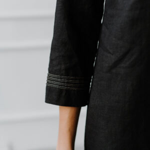 Obleka ženska 1284 100% lan, ČRNA L Obleka ženska 1284 100% lan, ČRNA L