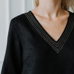 Obleka ženska 1284 100% lan, ČRNA L Obleka ženska 1284 100% lan, ČRNA L