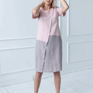 Obleka 1235 100% lan, PINK/LAVENDER S