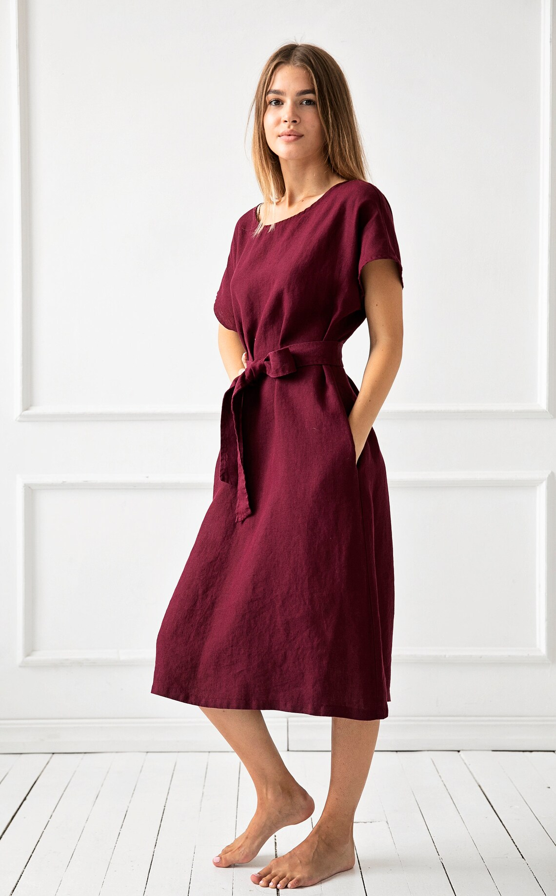 Obleka ženska 1271 100% lan, več barv in velikosti Obleka ženska 1271 100% lan, več barv in velikosti