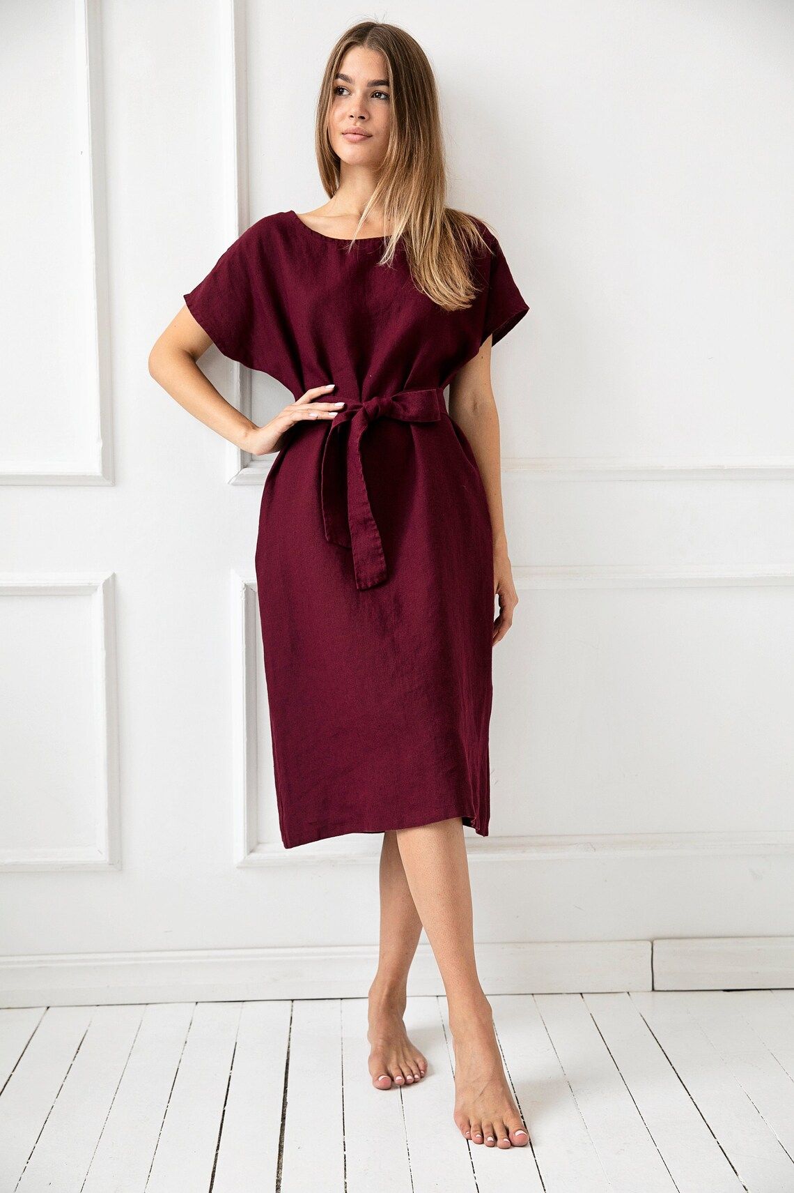 Obleka ženska 1271 100% lan, več barv in velikosti Obleka ženska 1271 100% lan, več barv in velikosti