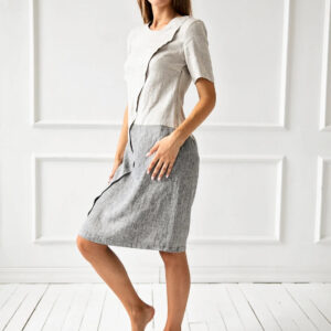 Obleka 1235 100% lan, BEIGE/GREY M Obleka 1235 100% lan, BEIGE/GREY M