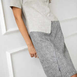 Obleka 1235 100% lan, BEIGE/GREY M Obleka 1235 100% lan, BEIGE/GREY M