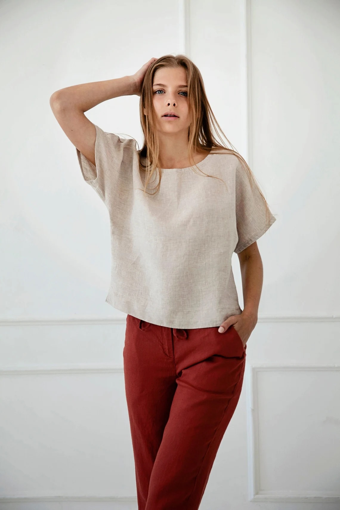 Bluza ženska 1503 100% lan, več barv in velikosti