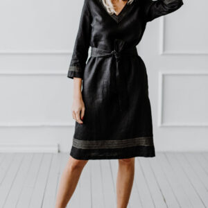 Obleka ženska 1284 100% lan, ČRNA L