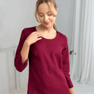 Obleka 1249, 100% lan, temno rdeča, S,M Obleka 1249, 100% lan, temno rdeča, S,M