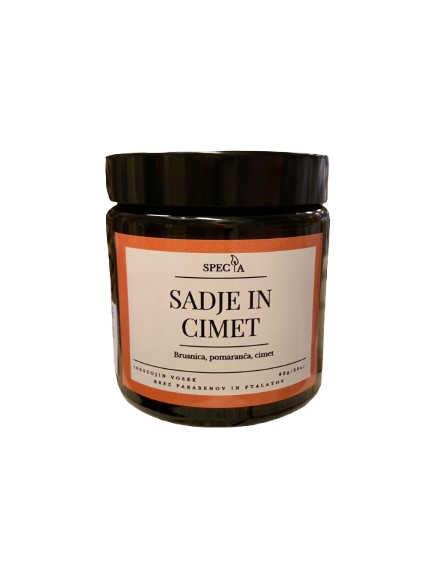 Dišeča sveča "Sadje in cimet" 120 ml. Dišeča sveča "Sadje in cimet" 120 ml.