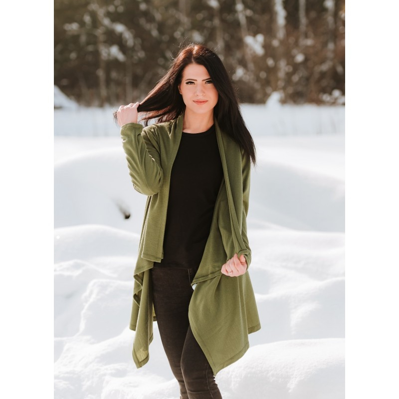 NA ZALOGI Ženska jopa iz 100% volne TEMNO ZELENA M/L NA ZALOGI Ženska jopa iz 100% volne TEMNO ZELENA M/L