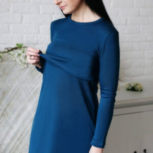 Ženska spalna srajca za dojenje iz 100% volne PETROL T.MODRA od S do XXL Ženska spalna srajca za dojenje iz 100% volne PETROL T.MODRA od S do XXL