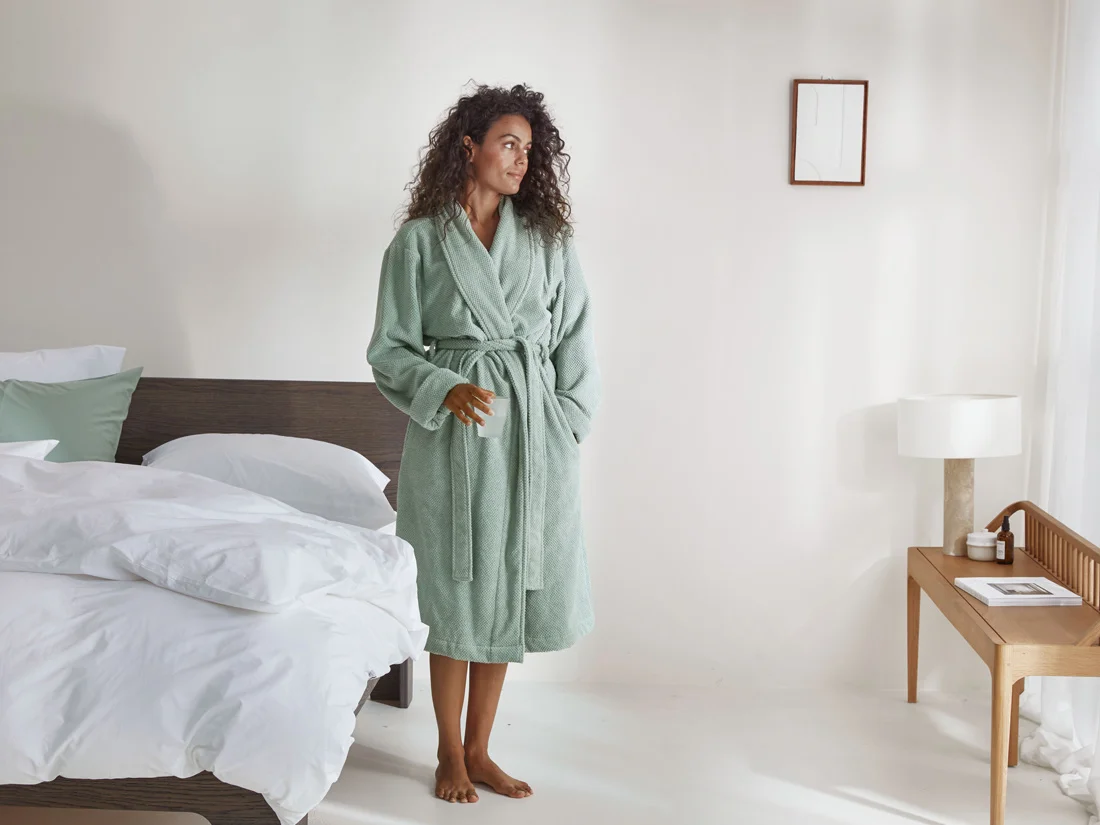 Kopalni plašč ekološki bombaž dots SEA GREEN Kopalni plašč ekološki bombaž dots SEA GREEN