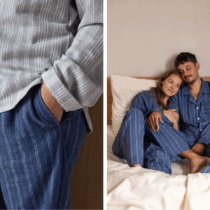 Zgornji del moške pižame iz eko flanele, denim črtasta Zgornji del moške pižame iz eko flanele, denim črtasta