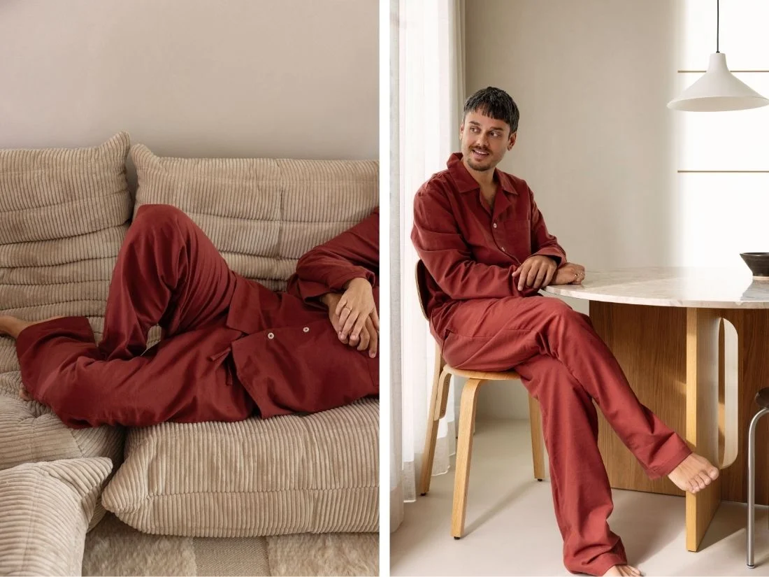 Spodnji del moške pižame iz eko flanele, rdeča Spodnji del moške pižame iz eko flanele, rdeča