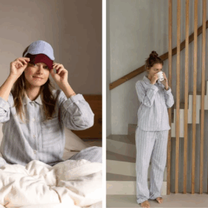 Zgornji del ženske pižame iz eko flanele, siva črtasta Zgornji del ženske pižame iz eko flanele, siva črtasta