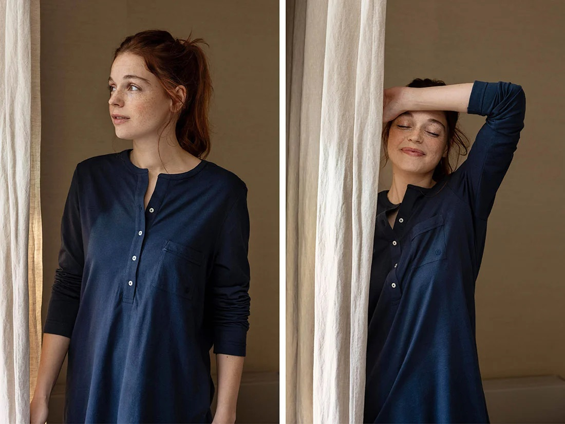 Zgornji del pižame iz eko bombaža, moder Zgornji del pižame iz eko bombaža, moder