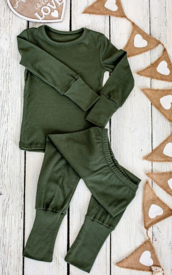 EKO Merino otroška pižama ZELENA od 86-152