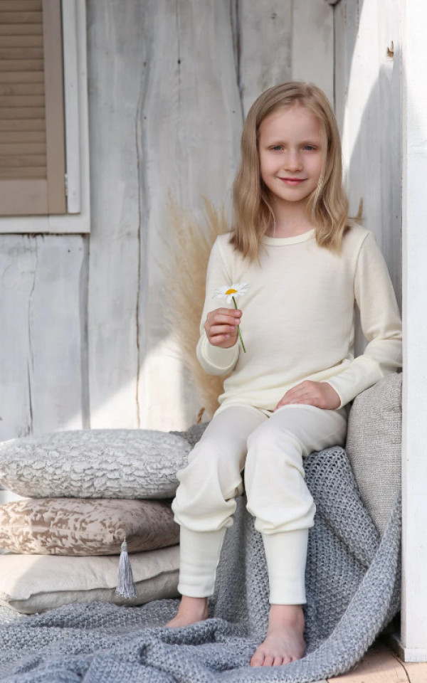 EKO Merino otroška pižama NATUR od 86-152