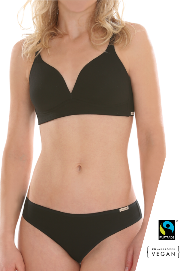 Eko Bombažni Podloženi Nedrček, brez žičke ČRN Eko Bombažni Podloženi Nedrček, brez žičke ČRN