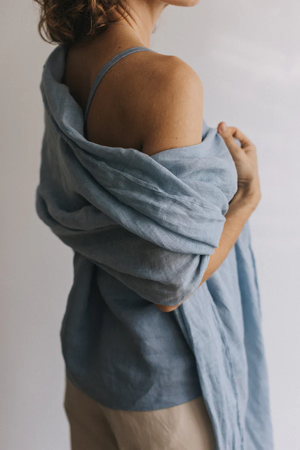 Šal iz 100% lana svetlo modra Šal iz 100% lana svetlo modra