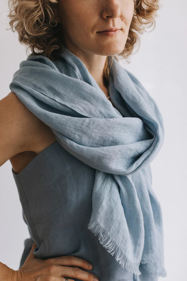 Šal iz 100% lana svetlo modra Šal iz 100% lana svetlo modra
