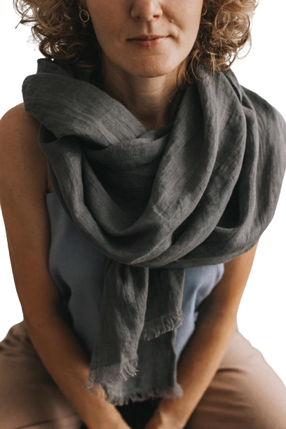 Šal iz 100% lana temno siv Šal iz 100% lana temno siv