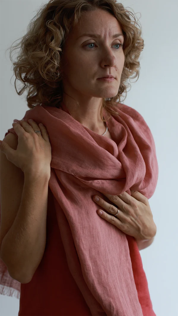 Šal iz 100% lana roza Šal iz 100% lana roza