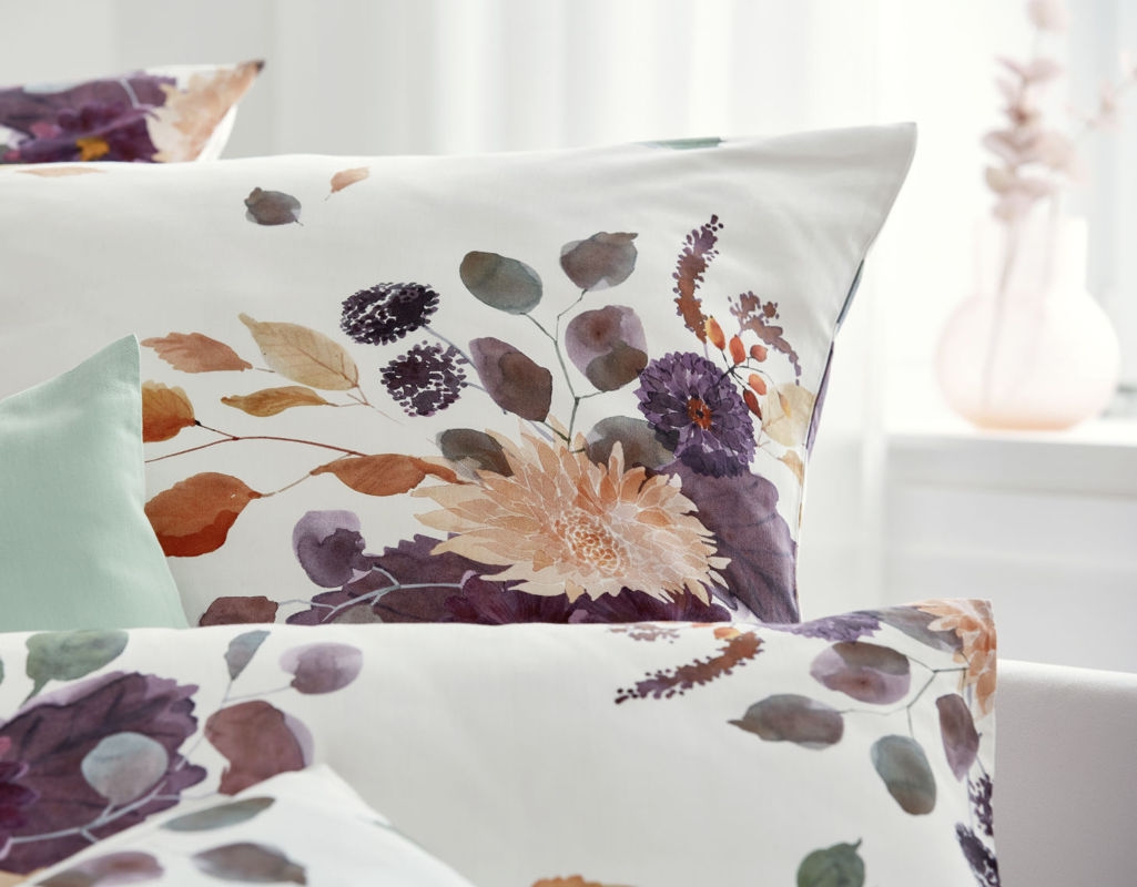 Posteljnina Herbstblumen saten, več dimenzij