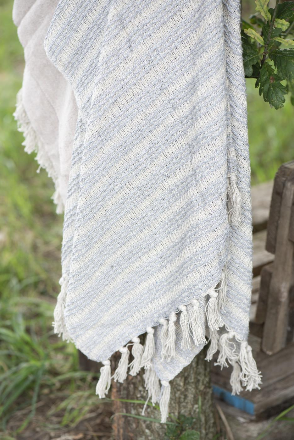 Deka 100% bombaž sv.modra črte 130x160