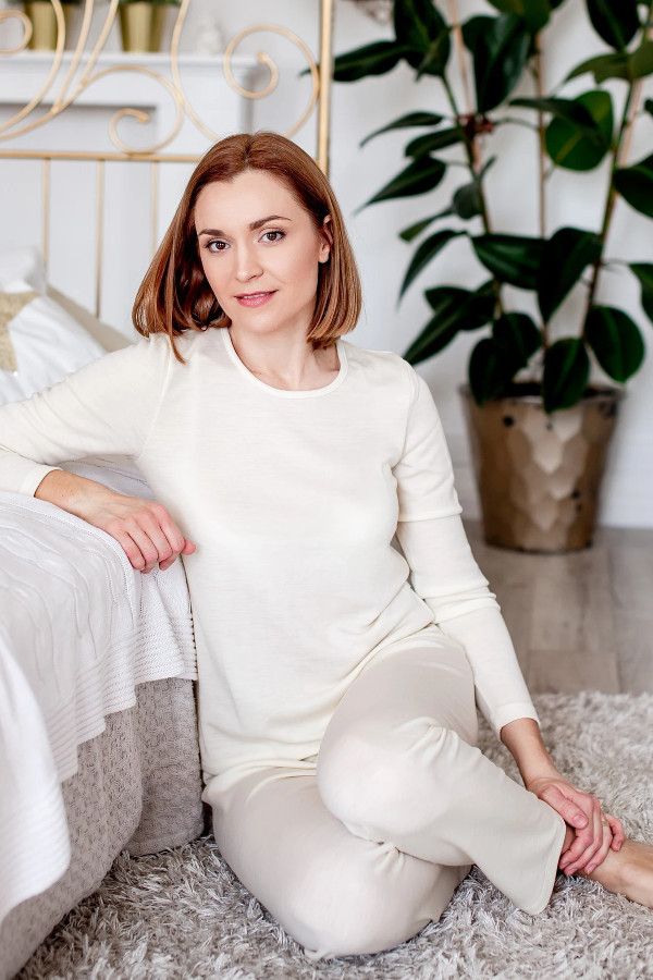 Ženska pižama iz 100% volne NATUR od XS do 3XL