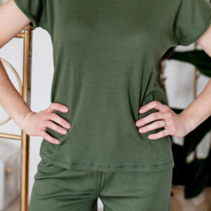 Ženska pižama KR iz 100% volne KHAKI ZELENA od XS do XXL Ženska pižama KR iz 100% volne KHAKI ZELENA od XS do XXL